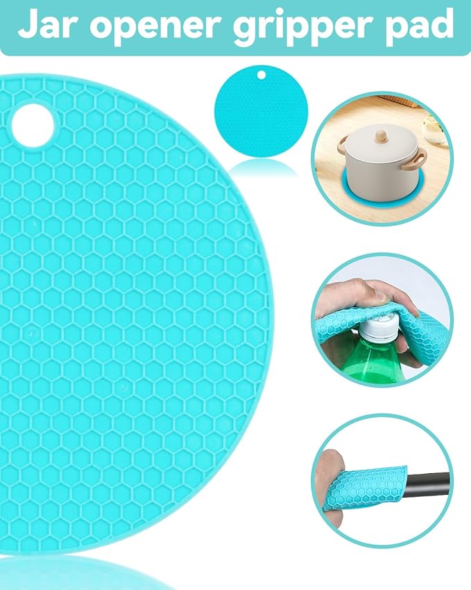 Jar Opener 3-Piece Set for Seniors with Arthritis, Multi-Function Can and Bottle Opener for Weak Hands, Ergonomic Non-Slip Kitchen Tool Set, Easy-to-Use, Thoughtful Gift for Elderly