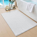 DEXI Bathroom Rugs 32x20, Non Slip Washable Bath Mat, Absorbent Chenille Bathmat, Ultra Soft Thick Carpet for Tub Shower Floor, White