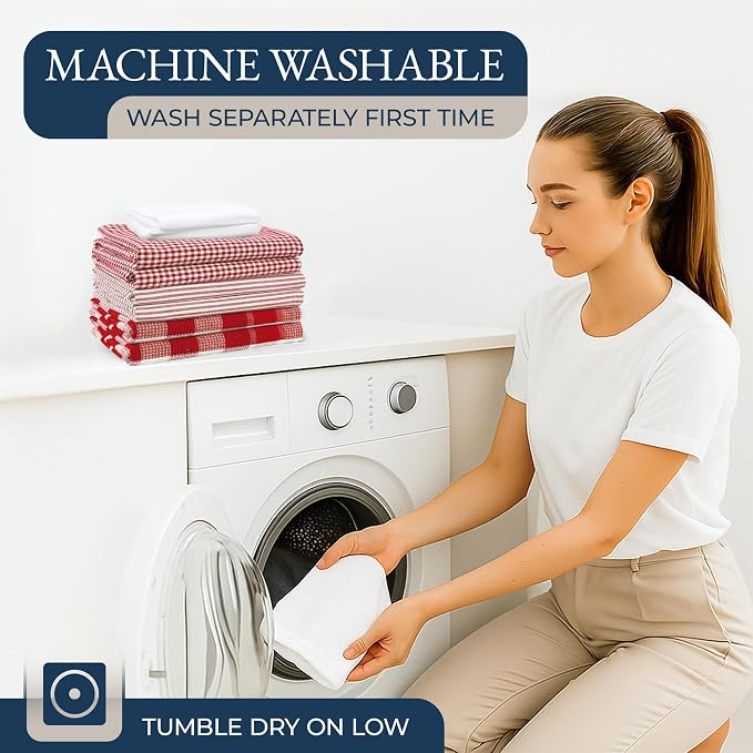 LANE LINEN Cotton Kitchen Towels and Dishcloths 20 Pack - Large Dish Towels Set for Holiday Hosting, Fast Drying Dish Rags, Flour Sack Towels, Versatile Scrubbers & Oven Mitts with Pot Holders - Red