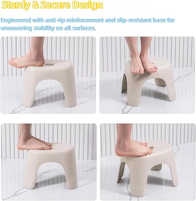 Plastic Step Stool, Heavy-Duty ABS Bathroom Shower Stool, Non-Slip Bath Seat with Rubber Pads, 12.2x9.25x7.68 Inch,