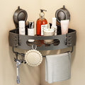 Voldra Corner Shower Caddy Suction Cup, Aluminum Corner Shower Shelves for Wall No Drilling, Large Suction Cup Shower Organizer with Towel Bar & Hooks Removable Bathroom Storage Rack(1 Pack-Gray)
