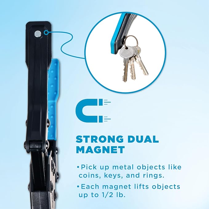 36 Inch Folding Grabber Reacher Tool - Heavy Duty Trash Picker Upper & Post Surgery Recovery Mobility Aid for Seniors - Strong Blue Gripper with Magnetic Tip, Long Reaching Stick