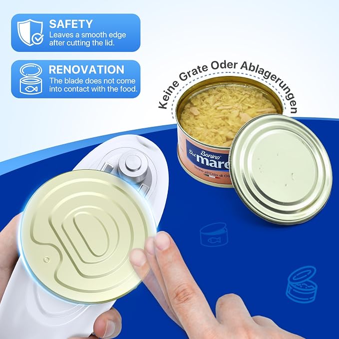 Electric Can Opener, Can Opener for Seniors, Suitable for Any Size Cans, Hands Free, Smooth Edge, Battery Powered, Automatic Can Opener is an Ideal Kitchen Gadget for Women and Left Handed People