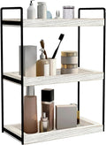 Dorhors 3 Tier Bathroom Counter Organizer,Countertop Bathroom Storage Shelf,Counter Tray and Vanity Organizer (Rustic White)