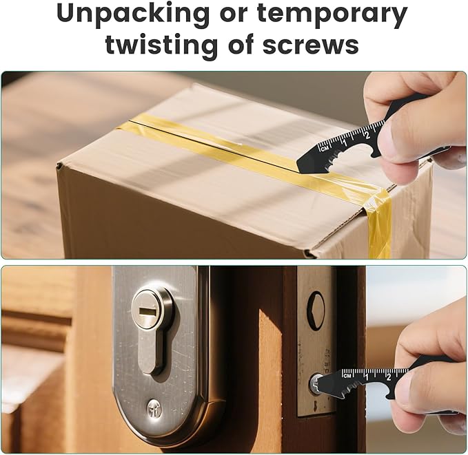 Mini Keychain Bottle Opener Multi Tool, Stainless Steel 6 in 1 Tool (Keychain, Bottle Opener, Wrench, Pry Bar, Metric Ruler,Cord Cutter) Includes Gift Box, Key Chain Tool For Men