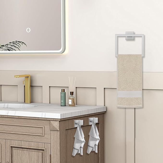 JOPOFI 5 Piece Bathroom Towel Bar Set - Thicken Stainless Steel Bath Towel Holder, 15.7 Inch Towel Racks for Bathroom Wall Mounted, Bathroom Hardware Accessories Set - Brushed Nickel