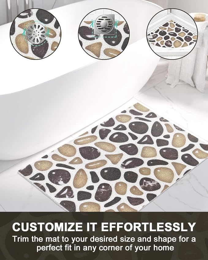 Shower Mat Non Slip: Anti Slip Shower Mats for Inside Shower, Soft PVC Loofah Shower Floor Mat, Extra Large Bath Mat for Shower, Tub, Bathroom, Floor, Kitchen, Home, Pool, Hotel, Quick Drying