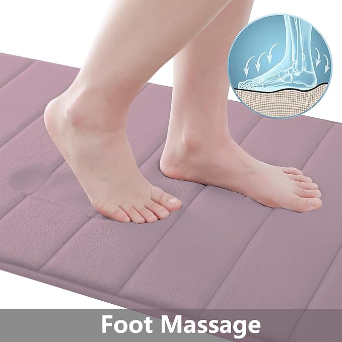 Buganda Memory Foam Bath Mat, 30" x 20", Ultra Soft and Non-Slip Bathroom Rugs, Water Absorbent and Machine Washable Bath Rug for Bathroom, Shower, and Tub, Mauve