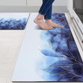 MAYHMYO Anti Fatigue Kitchen Mat - Set of 2 - Blue and Gold Design Comfort Mats - Cushioned, Non Slip Floor Mat