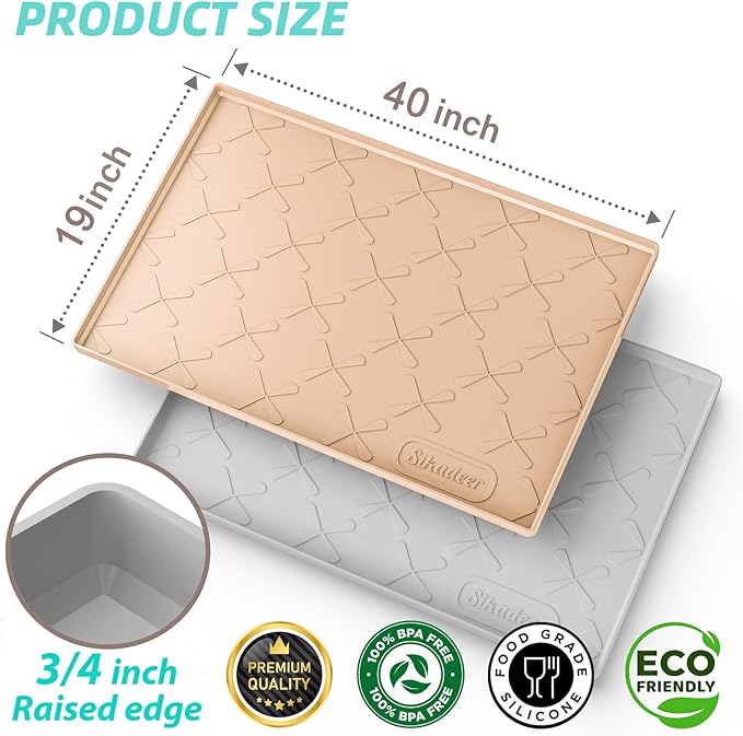 SIKADEER 40" x 19" Under Sink Mat Waterproof, Silicone Mat Kitchen Drawer Shelf and Cabinet Liner, Sink Protector for Kitchen Organizers and Storage, Boot Tray Pet Food Mats
