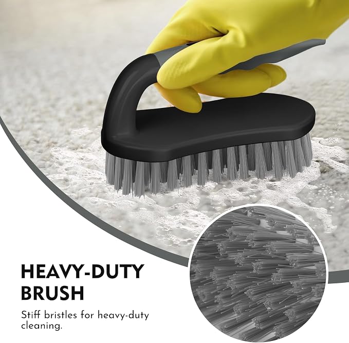SetSail Scrub Brush, Heavy-Duty Scrub Brushes for Cleaning with Stiff Bristles Cleaning Brush for Shower, Bathroom, Carpet, Kitchen and Bathtub Scrubber - 2 Pack（Black Grey）