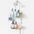 HapiRm Hanging Shower Caddy Organizer - Bathroom Organizer with 12 Hooks and Soap Holder, Rustproof Shower Shelf over Shower Head - Brushed Nickel