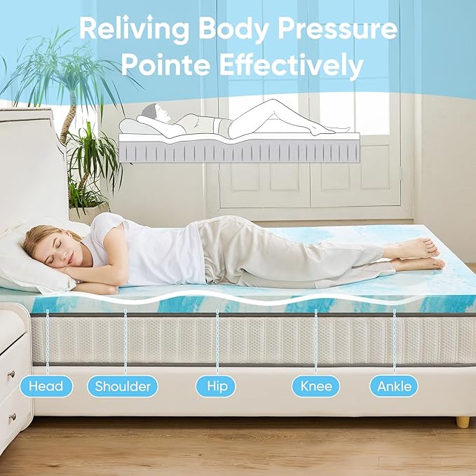 OLIXIS 3Inch Kingsize Gel Infused Memory Foam Mattress Topper, a Soft Breathable Cooling Bed Pad, a Comfortable Bed Mattress Overlay for Bedroom, RV, Camper and Sleeper Sofa, CertiPUR-US Certified