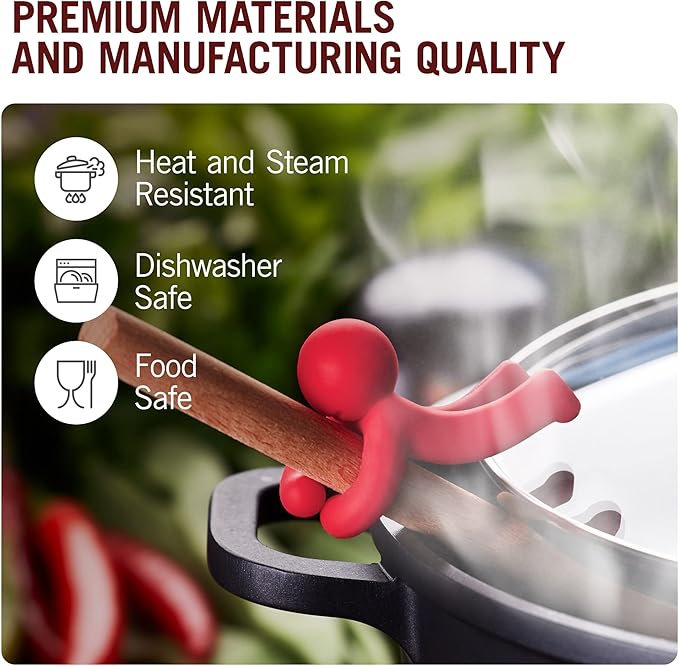 Hug Doug Spoon Saver | Spoon Holder and Lid Lifter Stopping The Spoon from Falling in | Silicone Spoon Rest | Stove Spoon Holder | Cool Kitchen Gadgets & Cute Kitchen Accessories | by Monkey Business