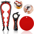 Jar Opener for Weak Hands, Seniors with Arthritis, 5 in 1 Multi Function Bottle Opener Lid Opener For Arthritic Hands with Non Slip Rubber Jar opener Gripper Pad(red)