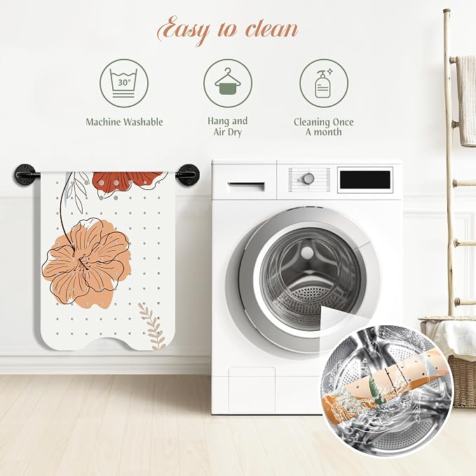 SHUCHING Boho Flower Bath Mat for Tub Non Slip-40 X 16 Inch, Non Slip Bathtub Mat for Elderly Mold Free, Long Shower Mat for Inside Shower, Machine Washable