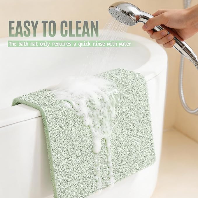 Joyhalo Shower Mat Bathtub Mat Non Slip, Bathmats Non Slip, Quick Drying Foot Scrubber Loofah Mats for Shower, Tub, Bathroom, Home,30x17inch, Mint Green