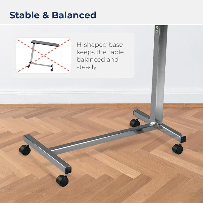 Drive Medical 13003 Non Tilt Top Overbed Table with Wheels, Chrome