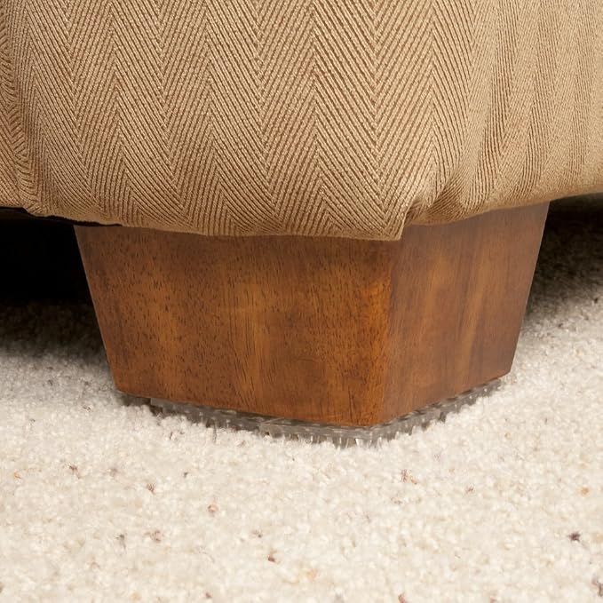 SoftTouch 4" Square Adhesive Anti-Dent Carpet Protectors with 3/8" Spiked Bottom, Self-Stick Spiked Furniture Pads for Tables, Beds, Sofas, Chairs, Set of 2, Clear