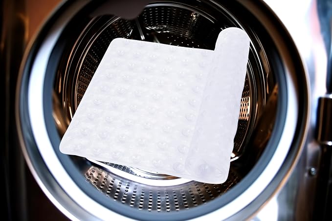 Bathtub Mat Non Slip with Suction Cups 15"x27" - Anti-Slip Shower Mat for Kids, Toddlers, and Seniors - Machine Washable Bath Tub Mat with Multiple Drainage Holes (Clear)