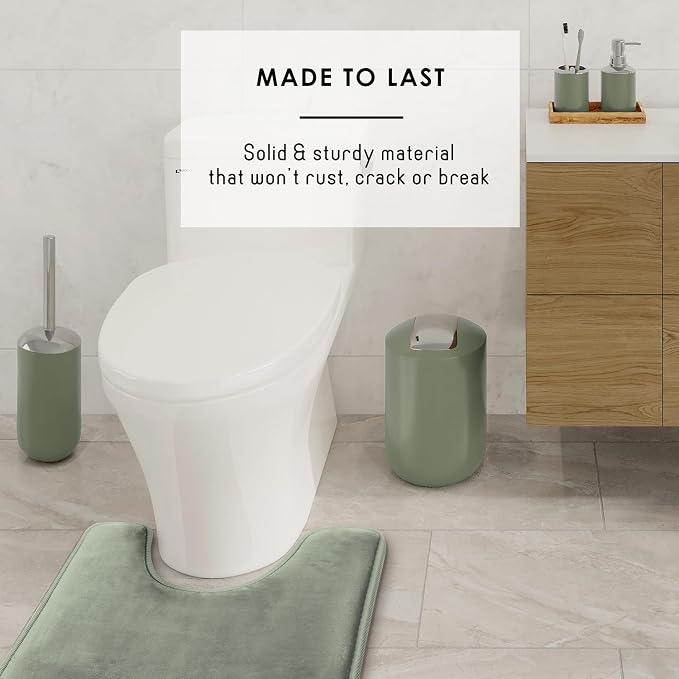 Clara Clark Bathroom Set - Sage Green Bathroom Accessories Set, 20PC Bathroom Accessory Set, Shower Curtain Set with Liner, Toothbrush Holder, Soap Dispenser, Soap Dish, and Toilet Brush Holder