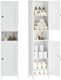 Homleke Tall Bathroom Storage Cabinet with 2 Doors, 67"H Narrow Storage Cabinet with Adjustable Shelves& Anti-Tip Design, Reversible Door Installation, Easy Assembly, 11.8 x 15.7 x 66.9 Inches, White
