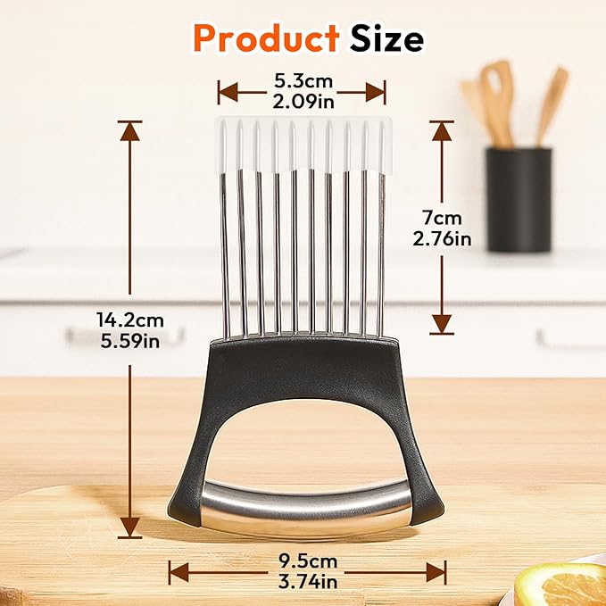 Onion Slicer, Stainless Steel Onion Holder for Slicing with Protective Case, Onion Cutter Tool for Meat Lemon Potato Tomato Avocado Egg Kitchen Slicing Assistant Tool (1 PCS)