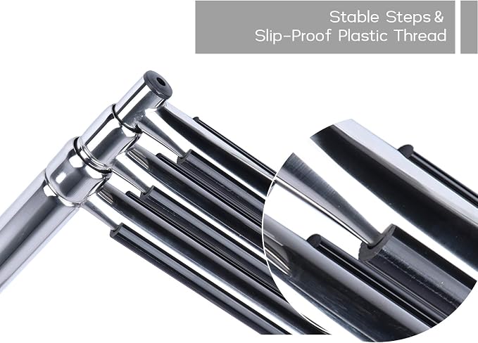 3 Step Boat Ladder, 304 Stainless Steel Telescoping Folding Pontoon Boat Ladder Dock Swim Ladder for Marine Boat Yacht