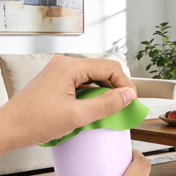 4pcs Rubber Jar Opener, 2 Round & 2 Square Rubber Bottle Opener Pads Non-Slip Texture Jar Lid Remover for the Elderly & Users with Weak Hands