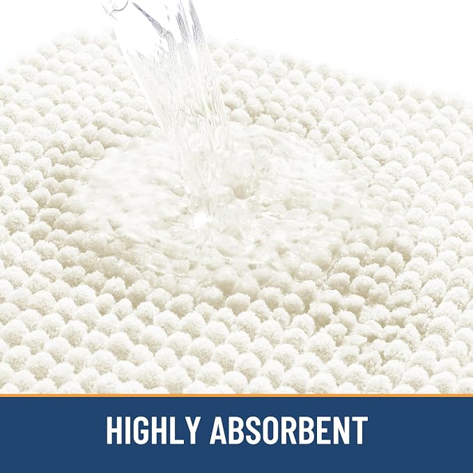 Arotive Bathroom Rugs 24" x 16", Ultra Soft Absorbent Chenille Bath Rugs, Non-Slip Rubber Backing, Machine Washable Bath Mats for Bathroom Floor, Tub and Shower, Home Decor Accessories, Ivory
