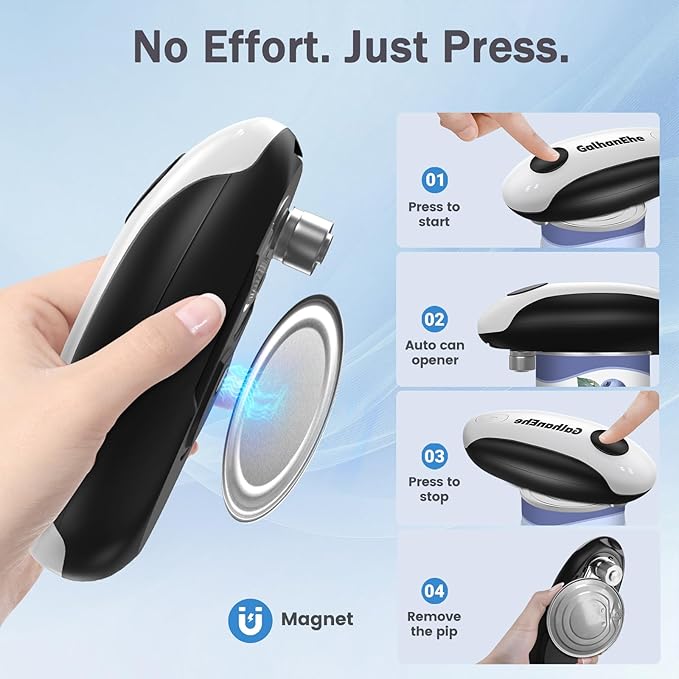 Rechargeable Electric Can Opener for Kitchen for Seniors- One Touch Automatic Can Opener, Battery Operated, Cordless, Handfree, Smooth Edge, Fits Most Can Sizes