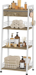 Gewudraw 4-Tier Ladder Shelf with Drawer, Bathroom Table Stand for Small Space, Standing Bathroom Shelves with Storage for Living Room Kitchen Bedroom, Organizer Shelf, White