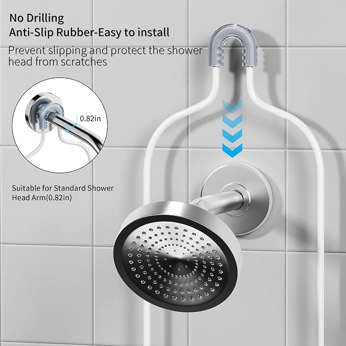 DAOYA Over the Shower Head Caddy, White Shower Caddy Hanging, 3 Tier Anti-Swing Bathroom Organizer with Soap Holder & Hooks