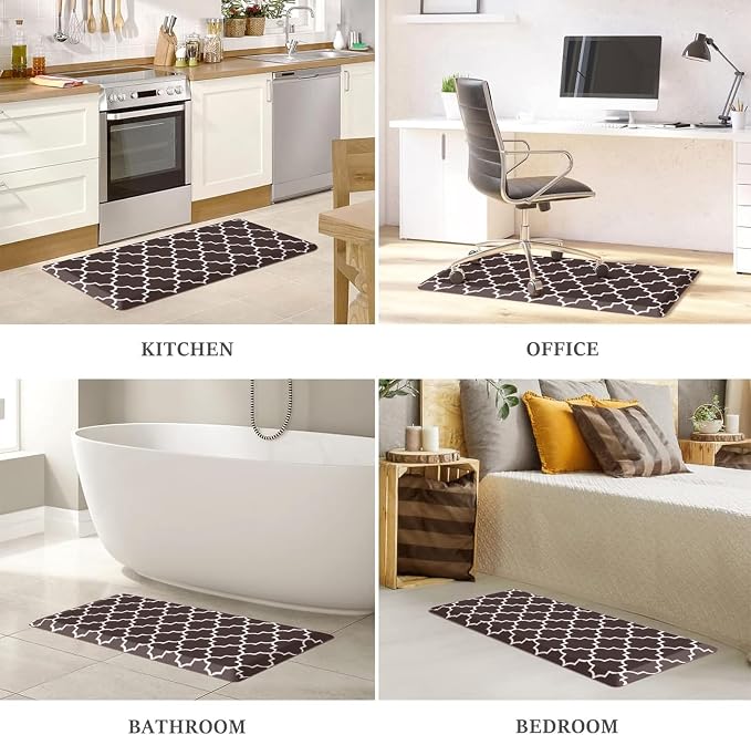 WISELIFE Anti Fatigue Floor Mat - 4/5 Inch Kitchen Mat Non Slip Waterproof Heavy Duty Ergonomic Comfort Mat Durable for Home, Office, Sink, Laundry,(17.3" x 39", Chocolate)
