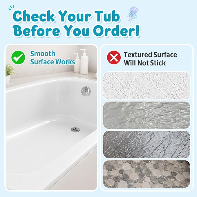 XIYUNTE Baby Bath Mat for Tub Non Slip Kids, BPA Free Extra Long Bathtub Mat 40x16 with Drain Holes and 200 Suction Cups, Non Toxic Machine Washable Toddler Bath Mat, Eco-Friendly Certified