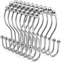 Bathway Shower Curtain Hooks Chrome Shower Curtain Rings Rust Proof, Smooth Glide Double Shower Curtain Hooks, 12Pcs Shower Curtain Hangers, Shower Hooks for Shower Curtain Bathroom Shower Rod Hooks