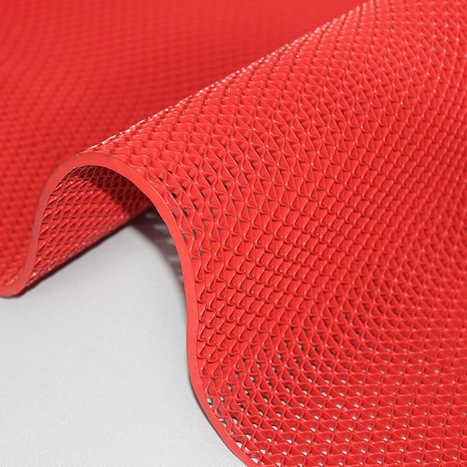 Drainage Non Slip Mats 3'x10' Heavy Duty Commercial Floor Mat Mesh Hollow Door Mat Roll for Swimming Pool Bathroom Kitchen Garage Indoor Outdoor Wet Area,Red,0.9×3M/3×10FT