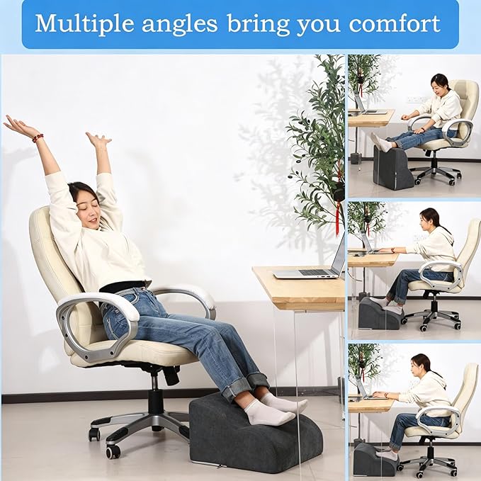 Foot Rest for Under Desk at Work.Multifunctional 3-Tier Foot Stool,with Washable Footrest.for Under Desk,Office Chair Gaming Chair & Sofa,Leg Elevation Pillow,Supports Posture(A-Black)