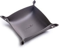 Leather Jewelry Valet Tray for Women and Man, Portable Entryway Table Tray Bedside Nightstand Desk Tray Small Catchall Travel Dish Plate for Key,Wallet,Watch,Coin (Deep Grey-B)