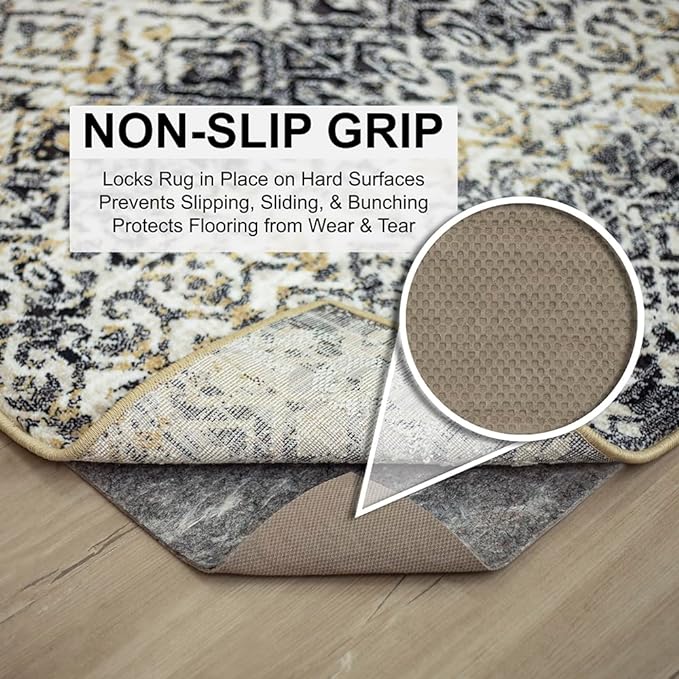 Mohawk Home Non Slip Rug Pad 2' 6" x 9' 6"- 1/4" Thick Felt + Latex Rubber Gripper - Dual Surface Cushion for Hardwood, Carpet, Tile Floors, Made in USA