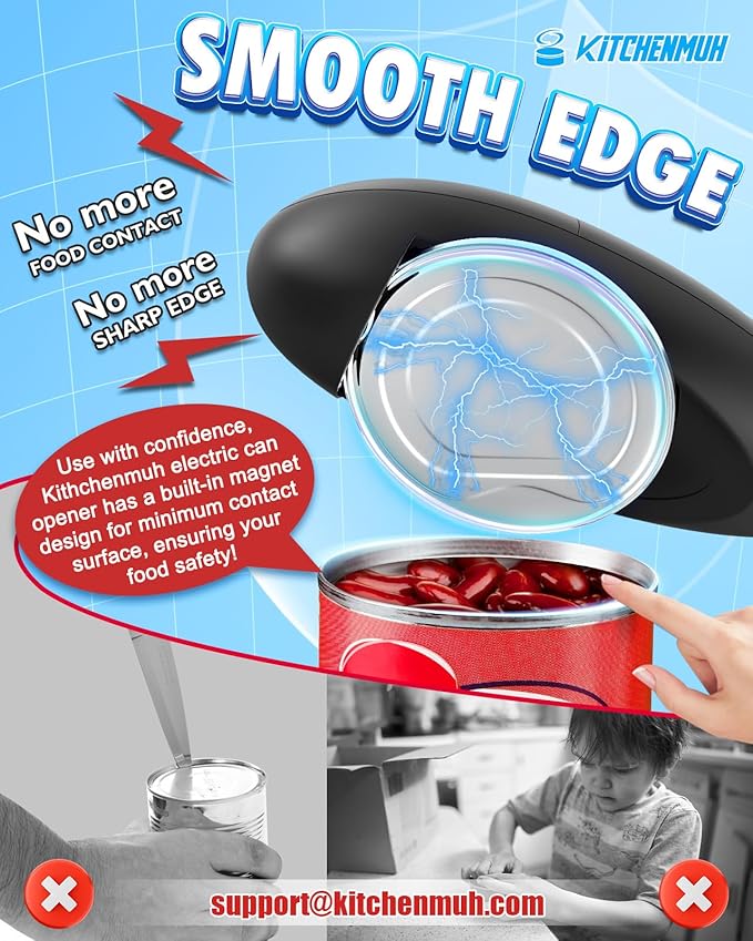 One Touch Electric Can Opener Fits All Can Sizes for Seniors with Arthritis, Battery Operated Can Opener with Smooth Edge, Food Safe Kitchen Gadgets Automatic Can Opener for Kitchen