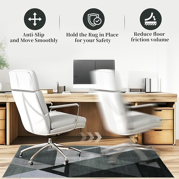 Office Chair Mat for Hardwood Floor & Tile Floor,36"X 48" Heavy Duty Desk Chair Mat for Hard Floors, Under Desk Rug for Rolling Computer Chair,Anti Slip,Low Pile Carpet Protector-Triangle