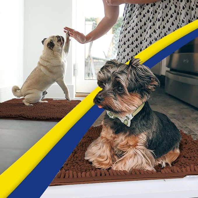 Muddy Mat® | Super Absorbent Door Mat Indoor, Microfiber Quick Dry Chenille Entryway Rug, Non-Slip Front Door Mat, Indoor Mats for Entryway, Machine Washable Pet Rug, Brown 59"x35"