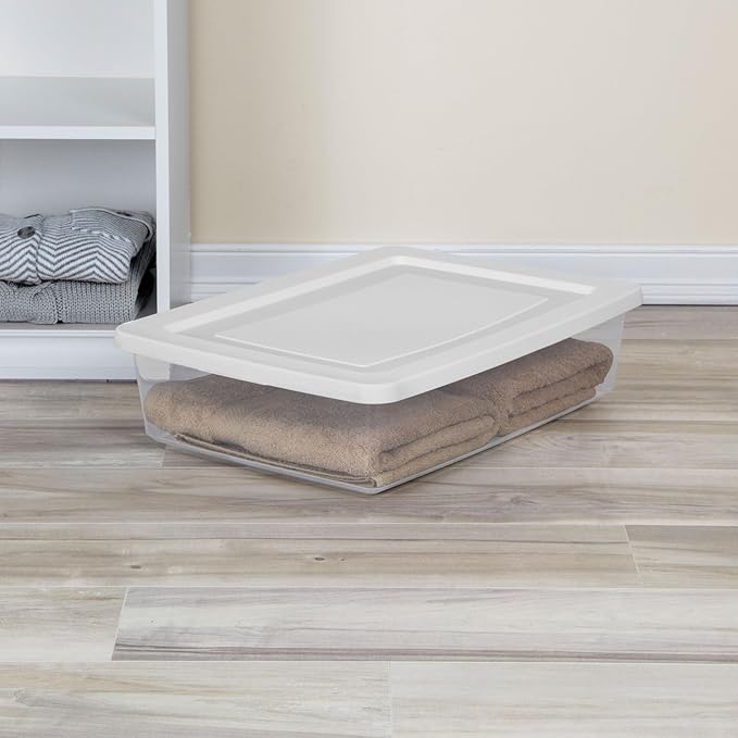Sterilite Storage Box, Stackable Plastic Container Home Organizer, 28 Qt(20 Pack)