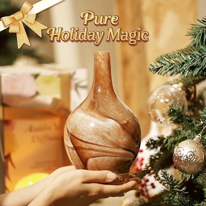 Porseme 150ml Glass Essential Oil Diffuser Aromatherapy Ultrasonic Cool Mist Humidifier 6 Running Hours Waterless Auto-Off Air Diffusers for Relax Yoga,Office Working Spa and Rest (Desert)