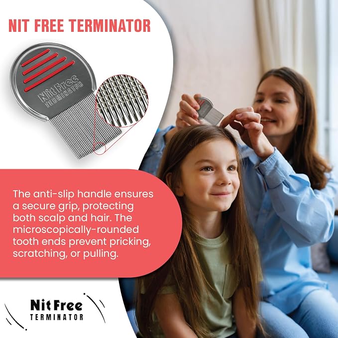 Nit Free Terminator Lice Comb - Professional Stainless Steel Comb for Effective Head Lice Treatment (Colors May Vary) (Pack of 100)