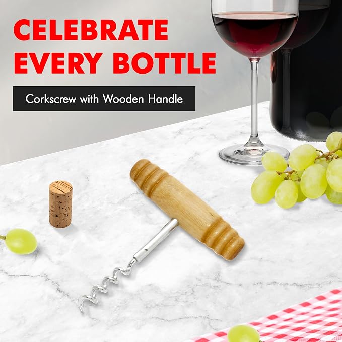 Chef Craft Select Corkscrew with Wooden Handle, 4 inch, Natural