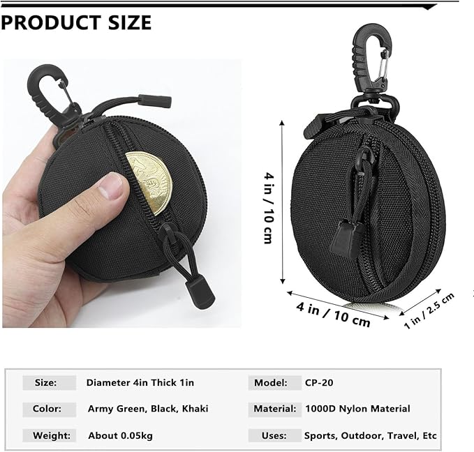 Tactical Belt Pouch Key Pouch Backpack Accessories Tactical Vest Attachments Small Molle Pouch EDC Wallet Travel Pill Container Portable