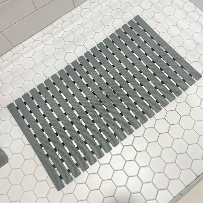 BEMISO Shower Mat Non Slip Bathtub Mat with Suction Cups and Drain Holes 27.5 x15.7 Inch Bath Mat for Tub & Shower.Easy Dry,Easy to Cut,Eco-Friendly