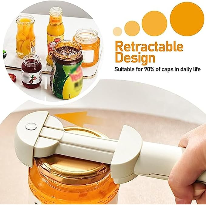 Retractable Jar Opener Multifunctional 3 in 1 Can Opener, Jar Gripper, Soda Can Opener Kitchen Gadgets for Weak Hands, Senior Arthritis, Long Nails(White)